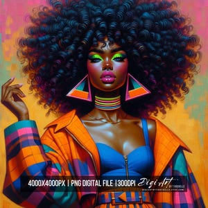 Afrocentric Bold Woman Digital Art PNG | Chic Afro Fashion | Colorful Fashion PNG | Fashion Lovers | Afro Glam Decor | Bold Woman | POD