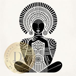 Abstract Afrocentric Art || Portraits || Digital Download || Black and White Designs || Printable || Print On Demand || PNG
