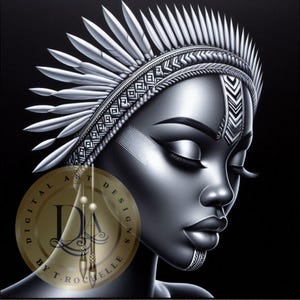 Abstract Afrocentric Art || Portraits || Digital Download || Black and White Designs || Printable || Print On Demand || PNG