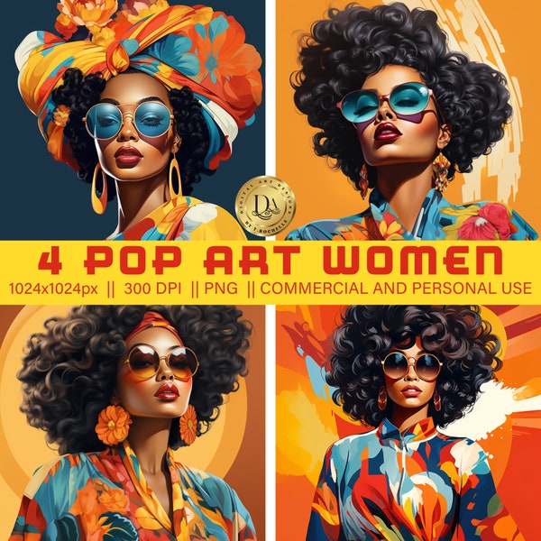 Pop Art Woman Digital Download || PNG || Printable || Print On Demand || Female Portraits || Colorful Art || Women Art || Bold Colors