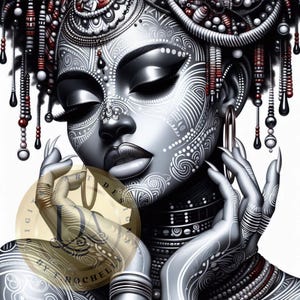 Abstract Afrocentric Art || Portraits || Digital Download || Black and White Designs || Printable || Print On Demand || PNG
