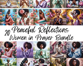 Pacote de imagens PNG de mulheres afro-americanas em oração | Download digital