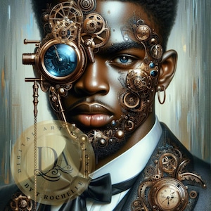 Steampunk Man || Intricate || Mechanical || Futuristic || Innovation|| Print On Demand || Digital Download || PNG || Printable