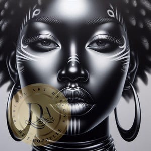 Abstract Afrocentric Art || Portraits || Digital Download || Black and White Designs || Printable || Print On Demand || PNG