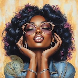 Selbstbewusste Schönheit Frau Kunst PNG || Melanin Königin| Strahlende Frau || Digitaler Download || Geschenk für sie || Druckbar || Druck auf Bestellung