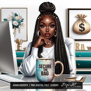 Secure The Bag Arte Digital PNG | Ilustração Digital | Branding Empresarial | Impressão Sob Demanda | Design de Sublimação | Download Digital