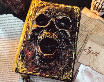 Grimoire Spellbook – Handmade Book of Shadows Journal – Necronomicon Inspired Gift Demon Notebook