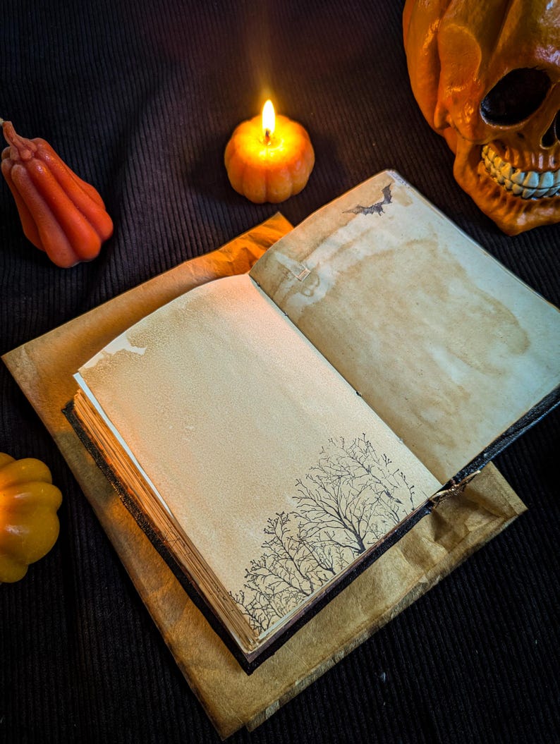 A6 Gothic witch grimoire with vintage pages on Etsy