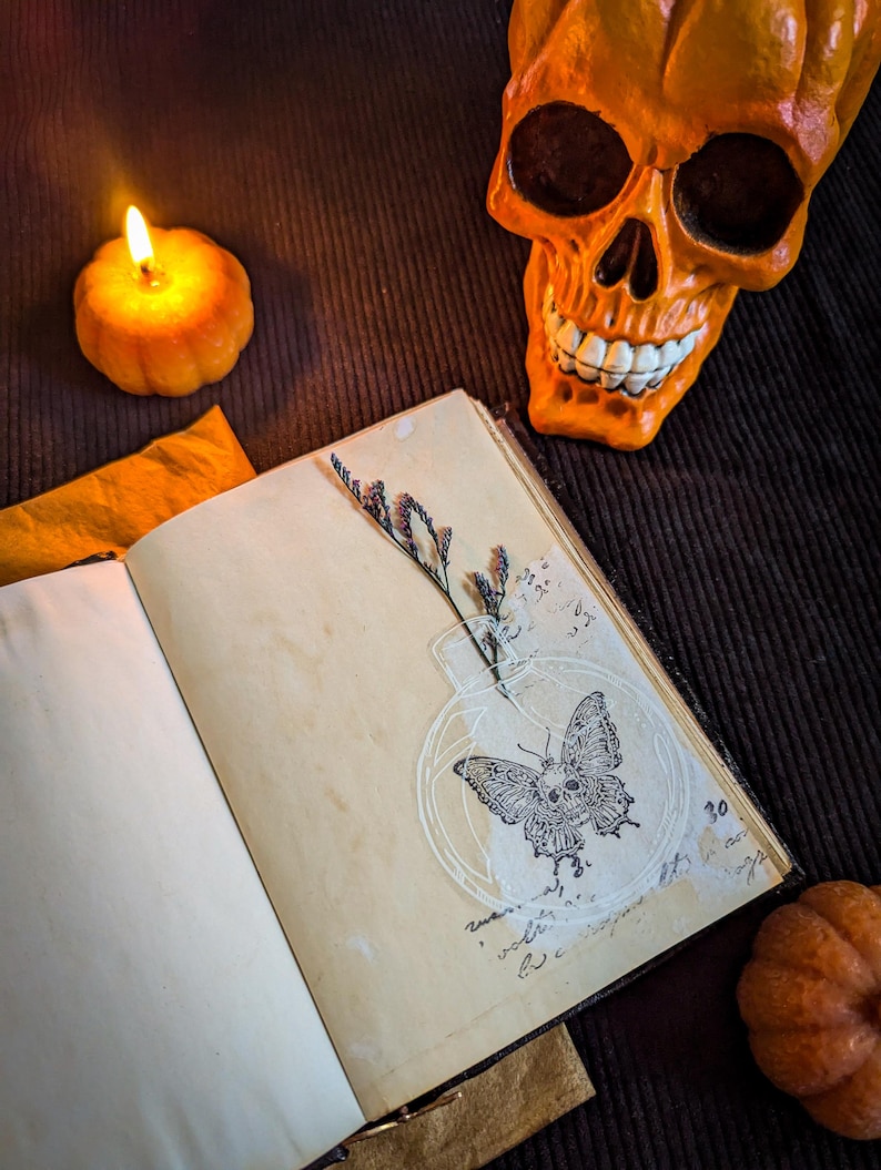 A6 Gothic witch grimoire with vintage pages on Etsy