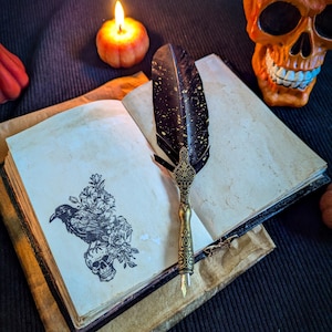 A6 Gothic witch grimoire with vintage pages on Etsy