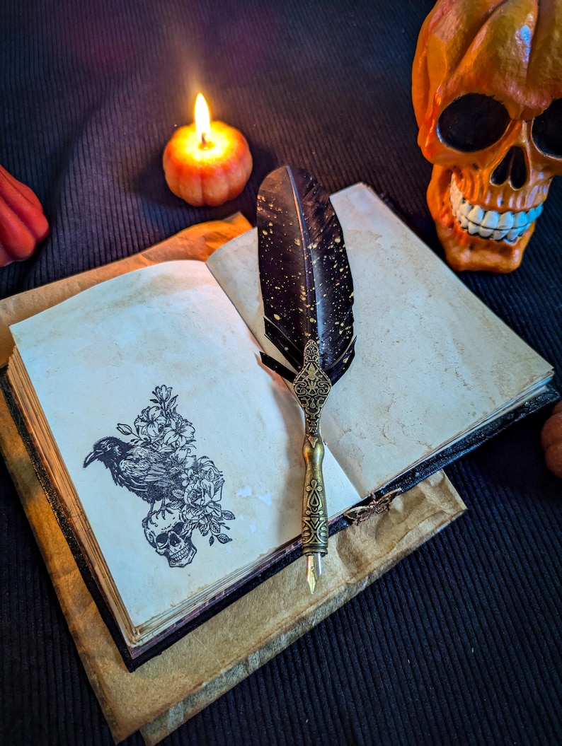 A6 Gothic witch grimoire with vintage pages on Etsy