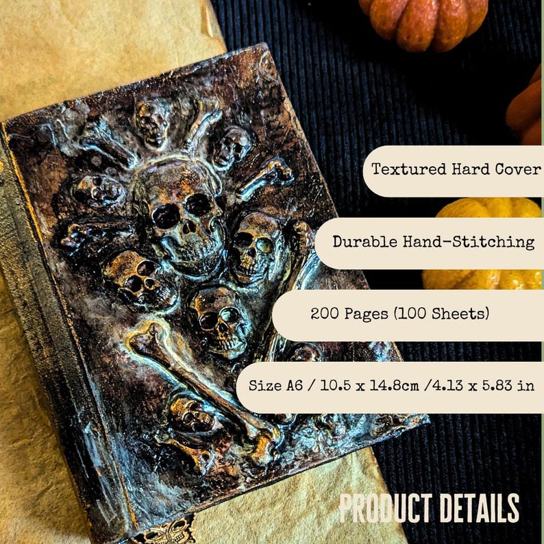A6 Gothic witch grimoire with vintage pages on Etsy