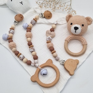 personalized pacifier chain bear, stroller chain, baby rattle