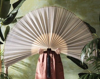 Boho Large Decorative Fan, Giant Bamboo Folding Fan, Bamboo Fan Headboard , Oversized Bamboo Wall Fan, Fan Headboard