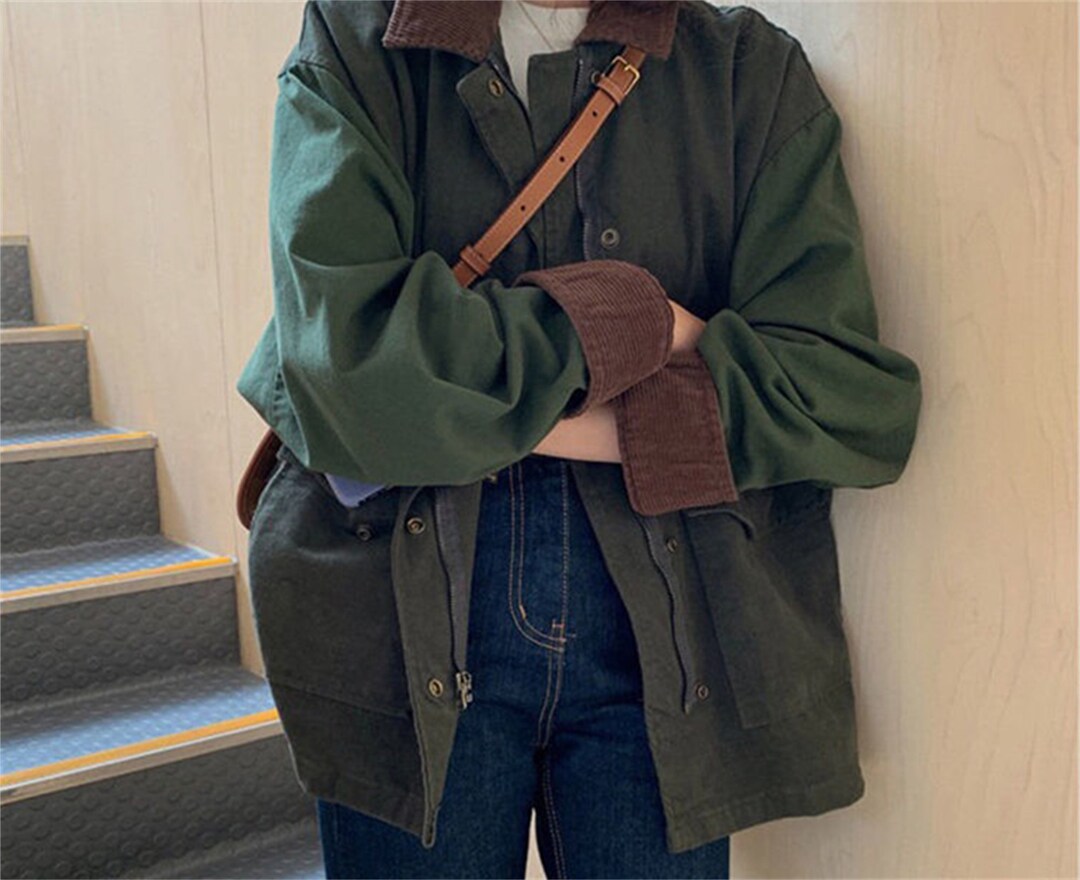 Retro Fall Jacket Army Green Thrift Style Jacket With - Etsy