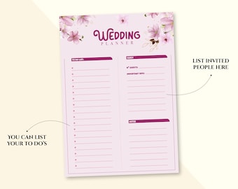 Wedding Planner Printable | Printable Wedding Planner Pages | Wedding Plan | Wedding Binder | Digital Template | Wedding Planner PDF,A4,A5