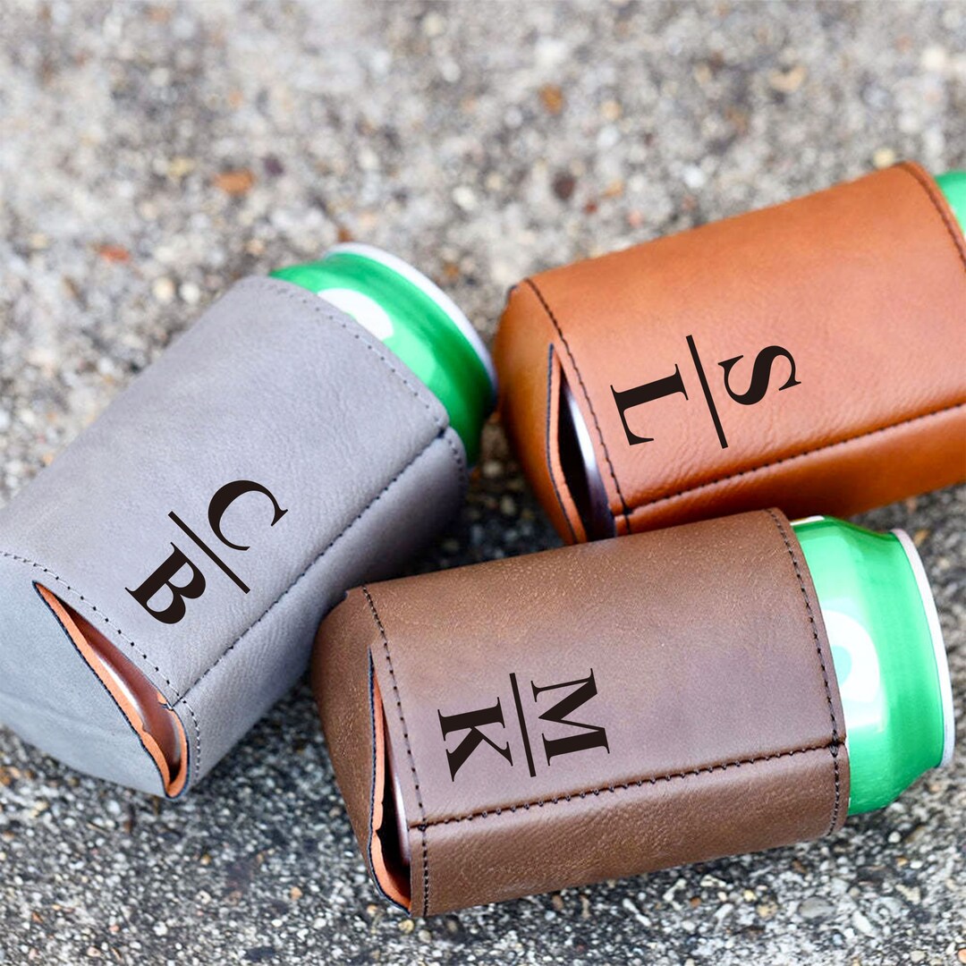 Personalized Engraved Beer Holderleather Can Holderparty Etsy