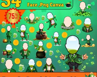 54 + St Patrick Add Your Face, St Patrick Add Face , Face, Elf Yourself Templates, Face blank, Couple Photo, Crafts for Kids & Family Decor