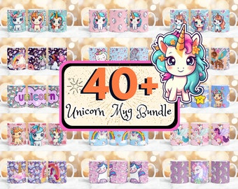 40 + Einhorn Tassenverpackung, Baby Einhorn Tassenverpackung, 11 Unzen 15 Unzen Einhorn Tassenverpackung, süße Einhorn Tassenverpackung, 3D Einhorntasse, Einhorntasse Sublimationstasse