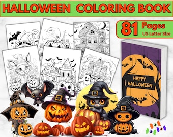 81 + Halloween Coloring Book, Spooky Ghost Coloring Book, Halloween Coloring Pages, Spooky Season Coloring Sheets, Kids Halloween Activities