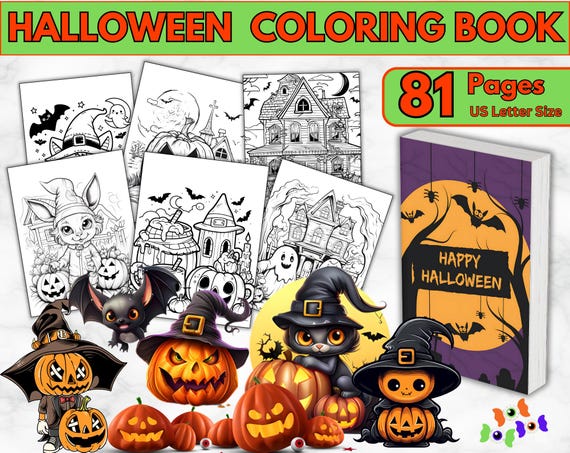 81 + Halloween Coloring Book, Spooky Ghost Coloring Book, Halloween Coloring Pages, Spooky Season Coloring Sheets, Kids Halloween Activities