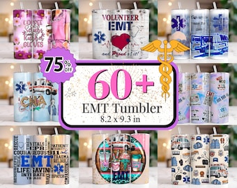 60 + Notfallsanitäter-Lebensbecher, Rettungssanitäter-Lebensbecher, EMT-Behälter-Wrap, 20 Unzen EMT-Sublimations-Designs, Rettungssanitäter-Lebensbecher