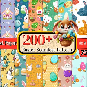 Peut inclure: Un ensemble de plus de 200 papiers numériques avec des motifs sur le thème de Pâques. Les motifs comprennent des lapins, des œufs, des carottes, des cupcakes et d'autres éléments sur le thème du printemps. Les papiers mesurent 12 x 12 pouces et sont parfaits pour l'artisanat, le scrapbooking et d'autres projets créatifs.