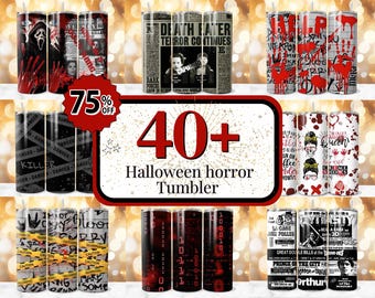 40 + Halloween Horror Tumbler Wrap, Horror Criminal Tumbler, Scary Killers Halloween Tumbler, 20 oz Halloween Horror Tumbler, Halloween PNG
