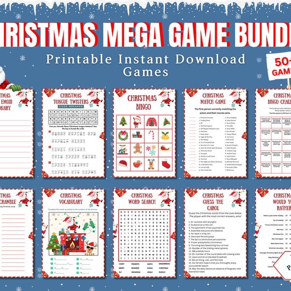 50 +  Mega Christmas Games Bundle, Christmas Family Game, Christmas Party Games, Printable Christmas Game Bundle, Christmas Games Activities