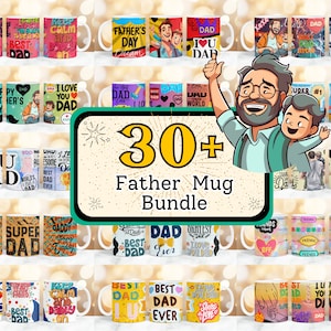 30 + Father Mug Wrap, Best Father Ever Mug Wrap, Super Dad Mug Wrap, 11oz & 15oz Mug Wrap, Father Life Coffee Mug Sublimation Design PNG
