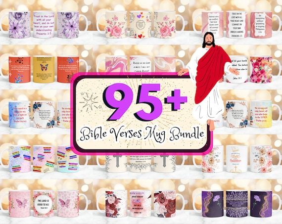 95 + Bible Verses Mug Wrap Designs Bundle, Christian Quotes Sublimation, Religious Mug Sublimation, Christian Mug Wrap, Faith Mug Wrap PNG