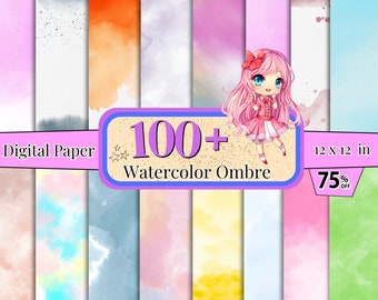 100 + Digitales Aquarell Ombre Papier, Hintergrundtexturen in Aquarell, helles Pastellpapier zum Ausdrucken, Aquarell Hintergrund, Ombre Tapete