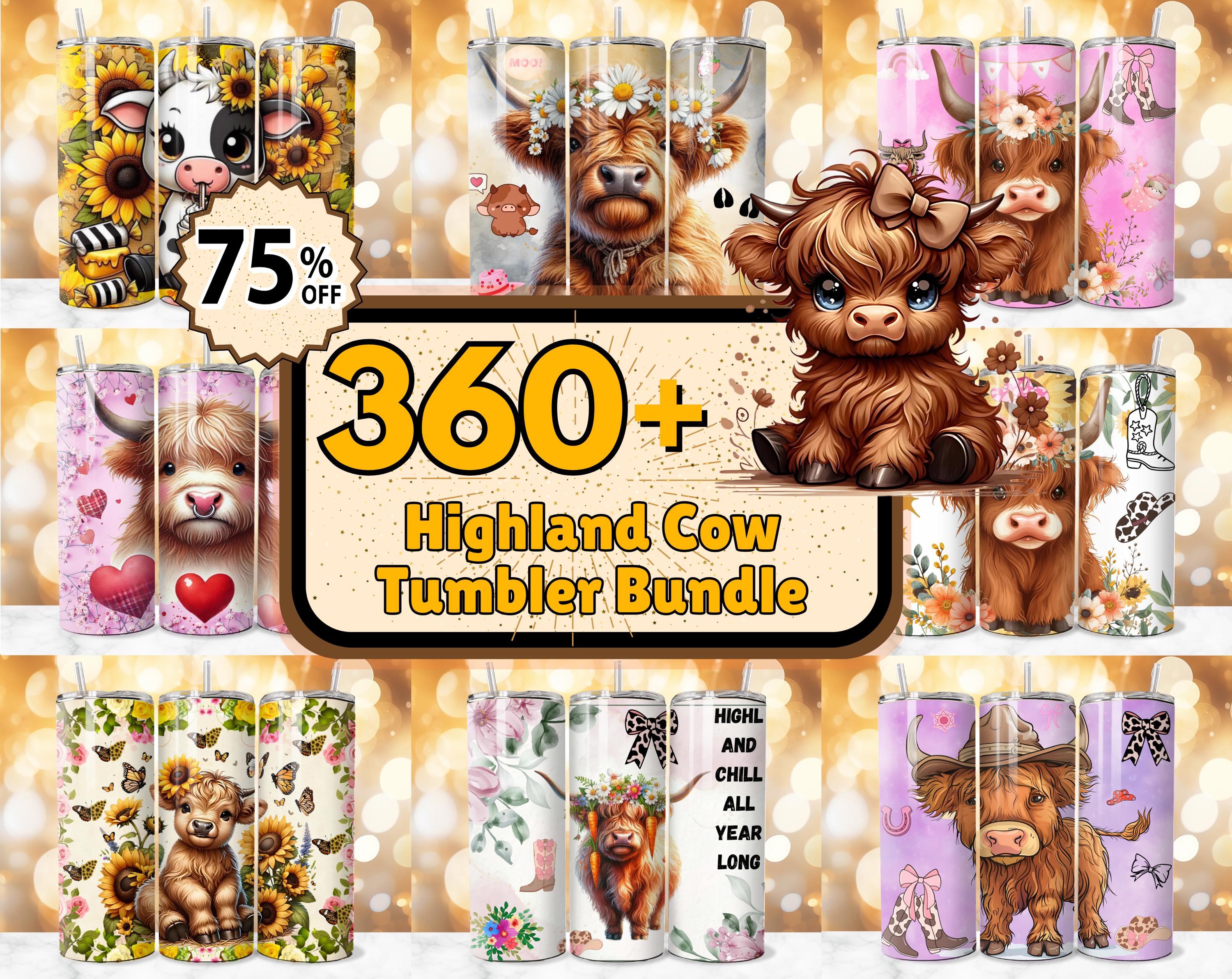 360+ Highland Cow Tumbler Bundle, Highland Cow 20oz Skinny Tumbler Wrap ...