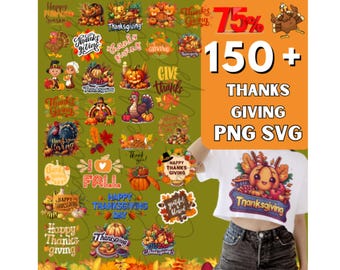 150+ Thanksgiving PNG SVG, Herbst Trendy SVG Png, Herbst T-Shirt Png SVG, Thanksgiving Sublimation, Kürbis & Zitate SVG Png, Türkei Png SVG