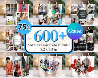 600 + Add Your Own Photo Tumbler Designs, Family Photo Frames Tumbler, Collage Tumbler, Photo Sublimation Wrap, Canva Add Your Own Photo PNG