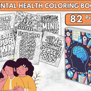 Kleurboek 82 + mentale gezondheid, kleurplaten geestelijke gezondheid, vellen positieve bevestiging, kleurplaten inspirerende citaten, blad therapie kunst