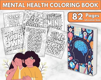 Kleurboek 82 + mentale gezondheid, kleurplaten geestelijke gezondheid, vellen positieve bevestiging, kleurplaten inspirerende citaten, blad therapie kunst