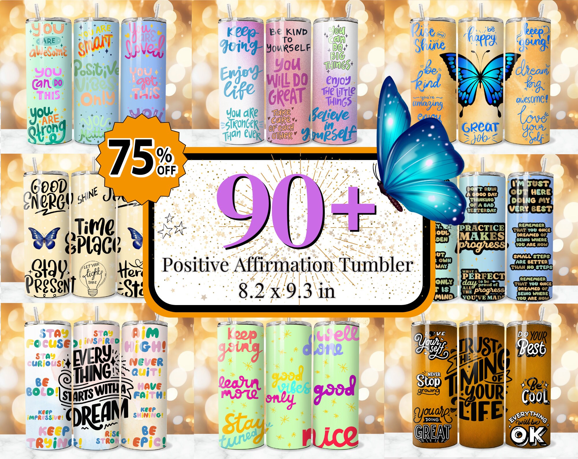 90+ Positive Affirmation Tumbler Wrap Designs, Positive Quotes Tumbler Wrap, Motivational Tumbler, Inspirational Tumbler, Good Vibes Tumbler