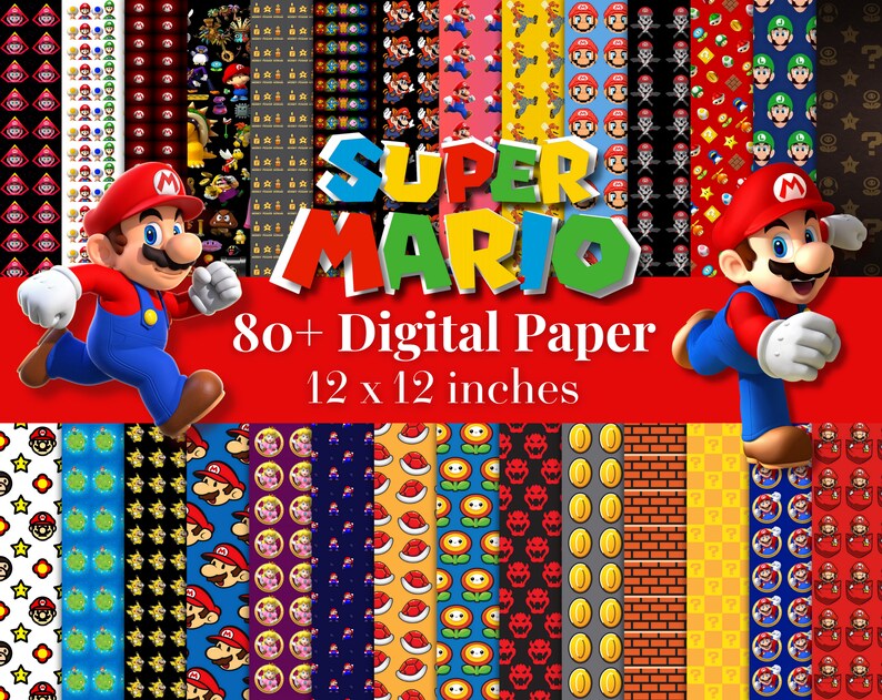 Super Mario Digital Paper Mario Bros Digital Paper Super Etsy Canada