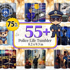 55 + Police Life Tumbler, Police Officer Tumbler, Police Protection Wrap, 20 oz Police force Tumbler, blue line Sublimation Tumbler Wrap PNG