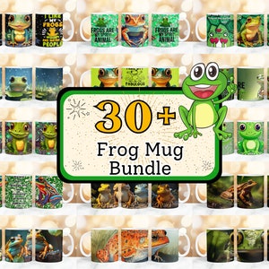 30 + Frog Mug Wrap, Animated Frog Mug Wrap, Baby Frog Wrap, Cartoon Frog Wrap, 11oz & 15oz Fog sublimation Design PNG, Funny Frog Mug Wrap