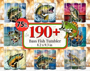 190 + Bicchiere per pesce persico, Involucro per bicchiere da pesca da 20 oz, Disegni di sublimazione del pesce persico, Design per bicchiere da pescatore, Involucro per bicchiere per pesce, Pesca PNG