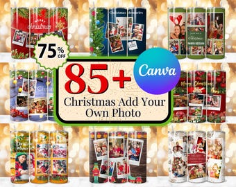 85 + Christmas add your photo tumbler Wrap Design, Xmas Collage Tumbler, Photo Sublimation, Xmas Add Your Picture Wrap, Family Photo Tumbler