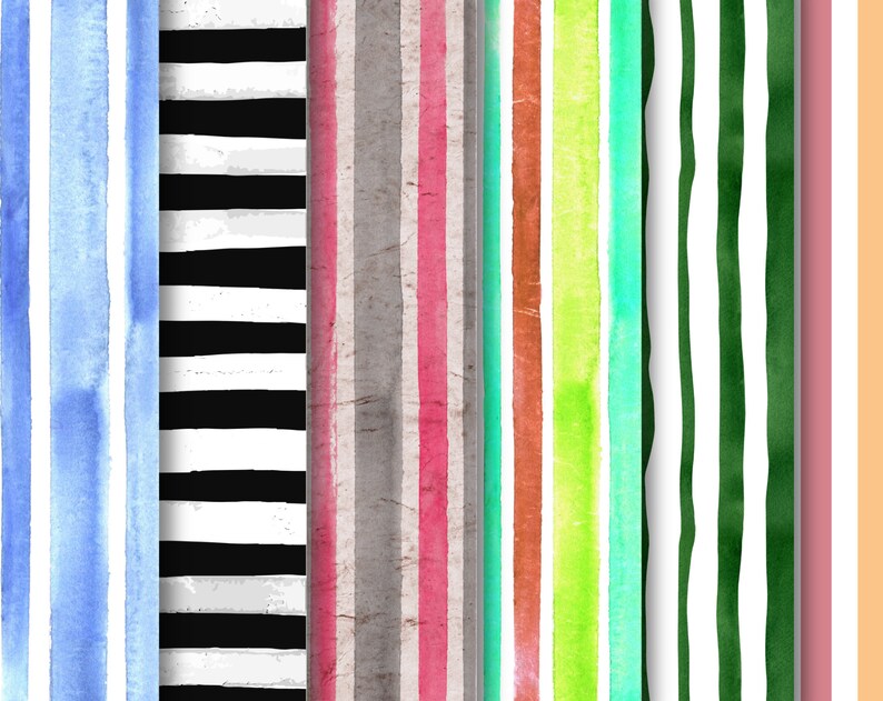 55+ Watercolor Stripes Digital Paper Pack, Watercolor Lining Wallpaper ...