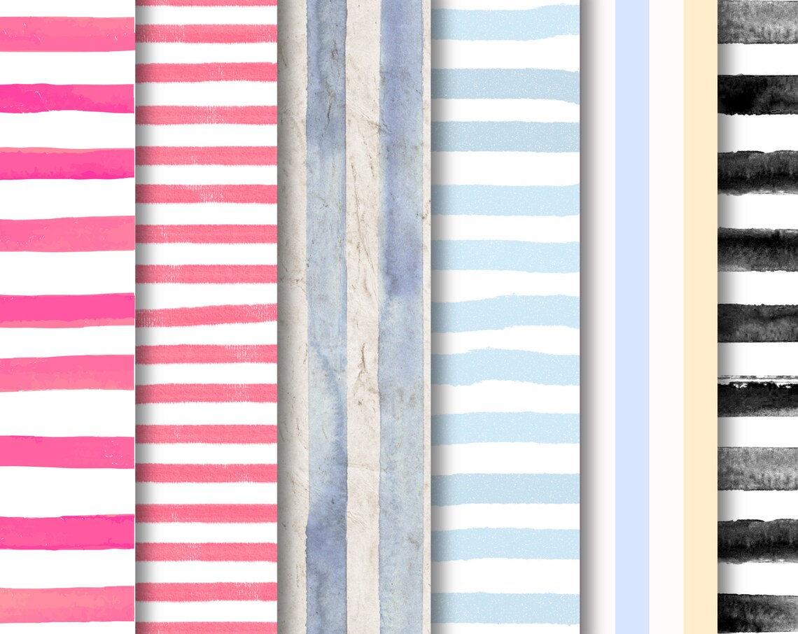 55+ Watercolor Stripes Digital Paper Pack, Watercolor Lining Wallpaper ...