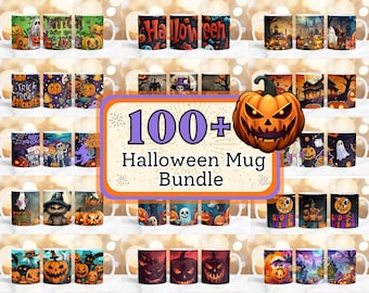 Más de 100 diseños de envolturas para tazas de Halloween, tazas de Halloween de terror, tazas de Halloween de 11 oz, diseños de sublimación para tazas de Halloween de 15 oz, tazas fantasma, tazas espeluznantes PNG