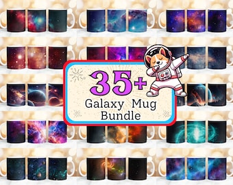 35 + Galaxy Mug Bundle, Milky Way Mug Wrap, Space Mug Wrap, 11oz & 15oz Universe Mug Wrap, Planets and Galaxy 3D Mug, Astronauts Lovers Mug