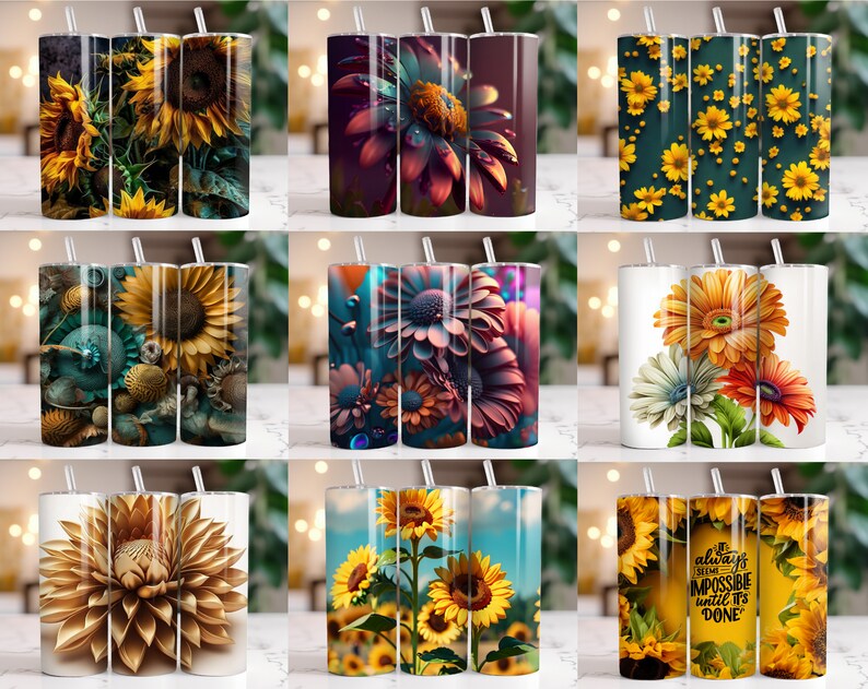 160 + Sunflower Tumbler Wrap Designs, 20 Oz Sunflower Tumbler Designs ...