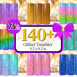 Könnte beinhalten: Über 140 Glitzerbecher in verschiedenen Farben, darunter Regenbogen, Gold, Pink, Blau und Grün. Die Becher sind 8,2 x 9,3 Zoll groß.