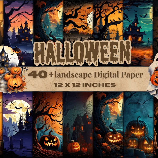 40 + Halloween Landschaft Digital Papers, Halloween Themen Digital Papers, Boo Wallpaper, Halloween Papers, Spooky Papers, Halloween Kürbis